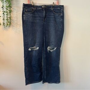 Torrid Dark Blue Distressed Flare Jeans